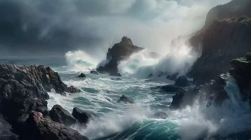 AI generated image of a stormy seascape