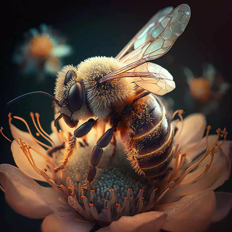 AI generated image of a honey bee on a flower