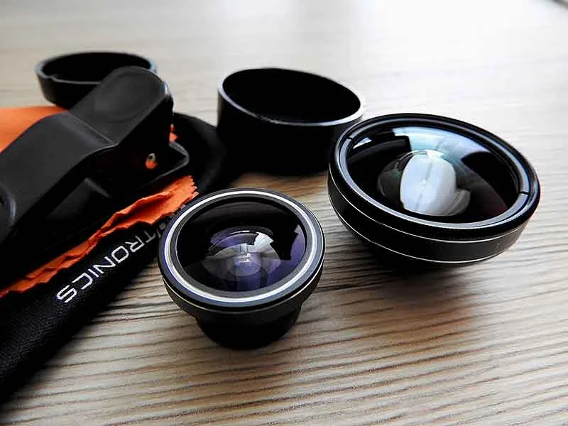 photo of clip on lenses for a smartphone