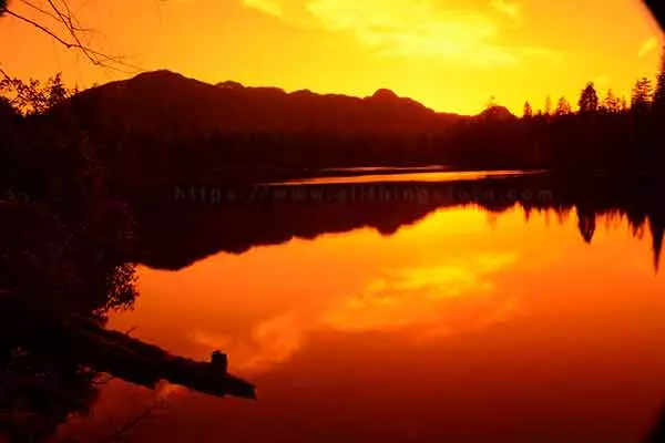 photo of star lake using an orange colored camara filter