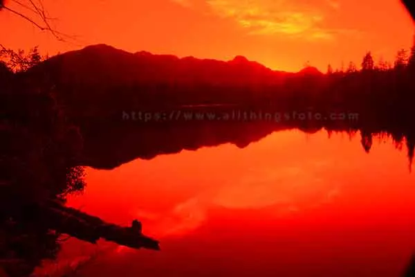 photo of star lake using a red colored camera filter