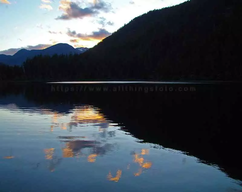 landscape photo of Drum Lake silhouette at sunset