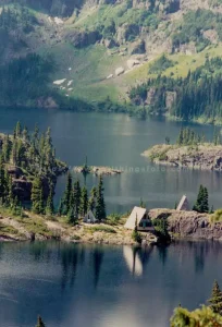 vertical landscape photo of Moat Lake on Vancouver Island