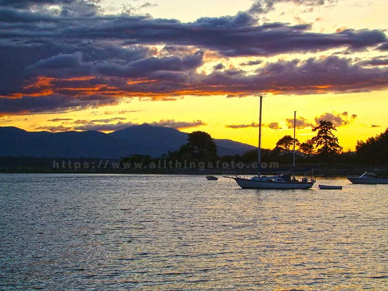 Beautiful shot of the golden hour sunrise over Henry Bay from my boat