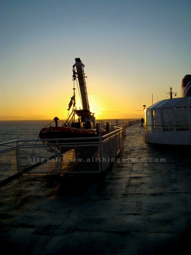 Nice silhouette of a life boat on the BC Ferry at sunset